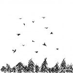 一文物語365 挿絵 カラスが舞い飛ぶ空