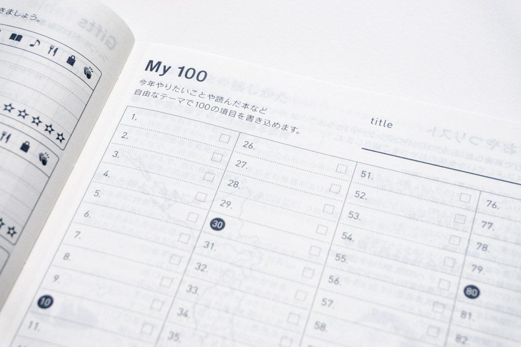 ほぼ日手帳2017 カズン avec 後期 My100リストページ