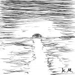 一文物語365 挿絵 海に沈む夕日