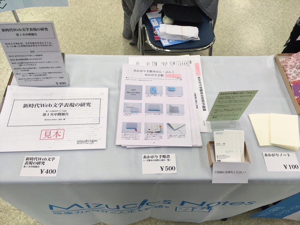 第25回文学フリマ東京、Mizucics Notesブースディスプレイ