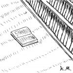 一文物語365の挿絵:本棚から落ちた本
