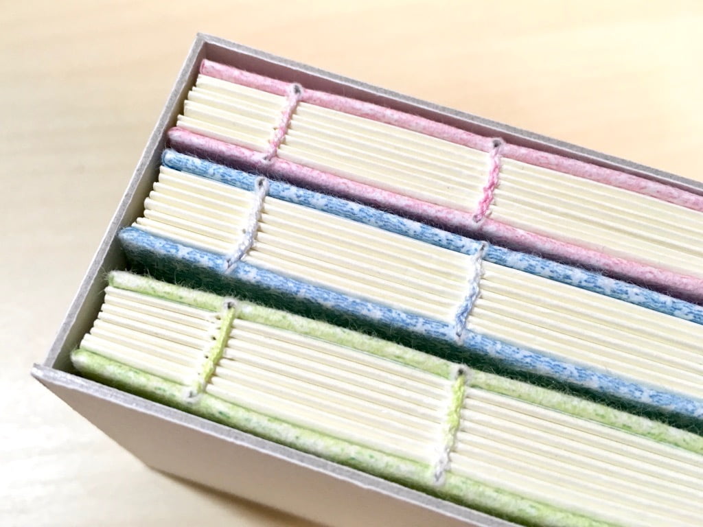 糸かがり手製本はん・ぶんこ3冊収納BOXの収納イメージ