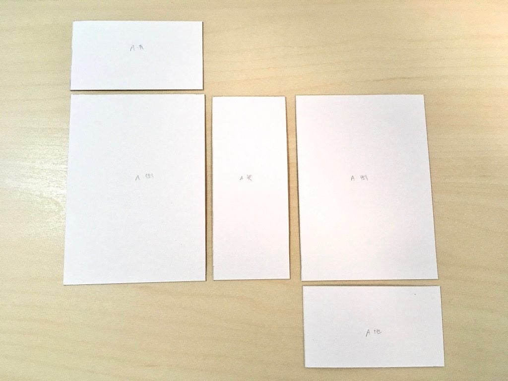 糸かがり手製本はん・ぶんこ3冊収納BOXの材料厚紙切り出し