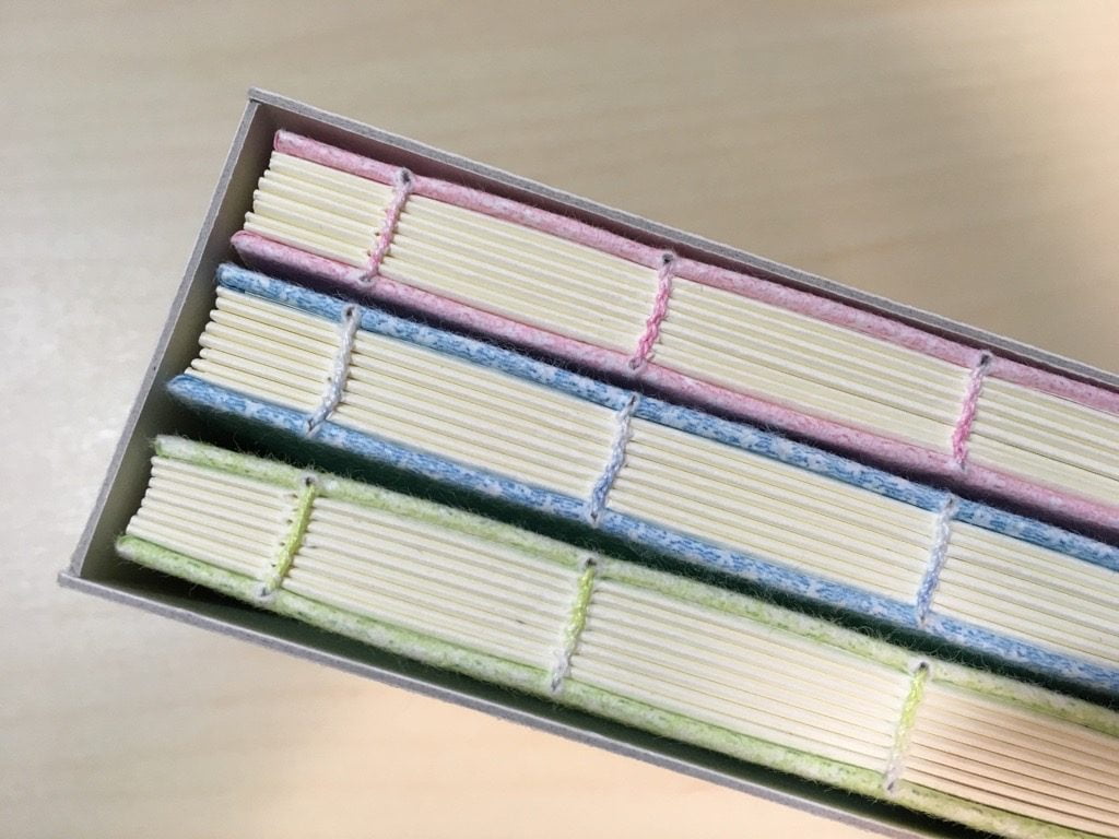糸かがり手製本はん・ぶんこ3冊収納BOXの収納イメージ