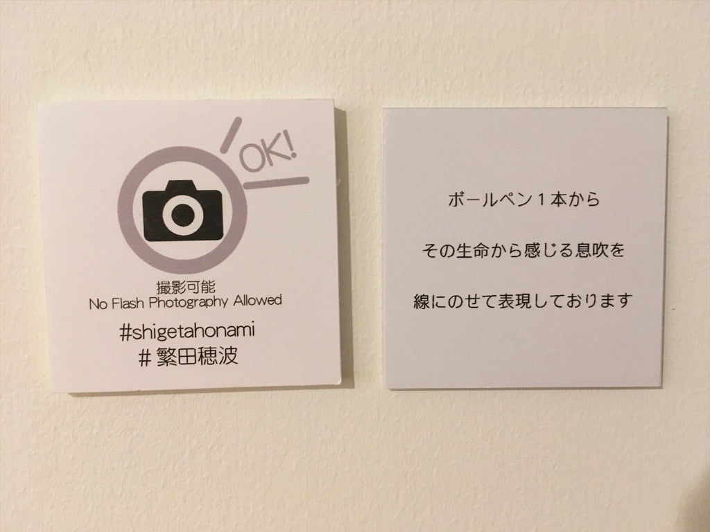 繁田穂波初個展の展示写真OKメッセージ