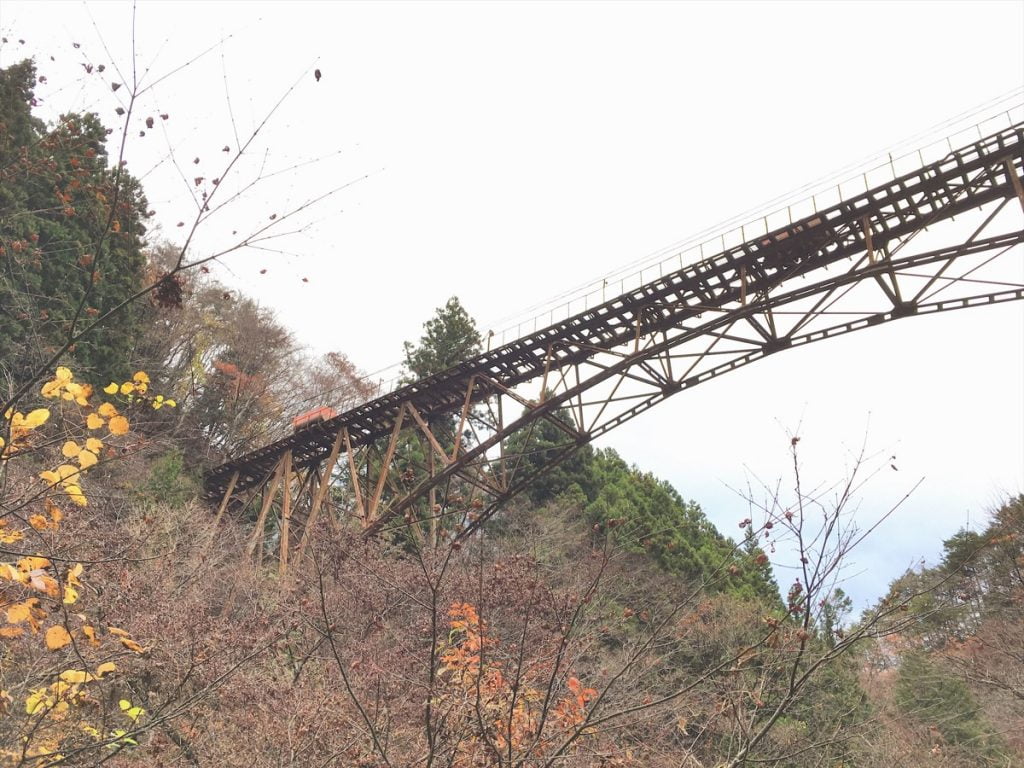 奥多摩の使われていない鉄橋とトロッコ