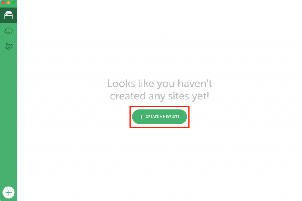 Localインストール後、新しいサイトを作る画面