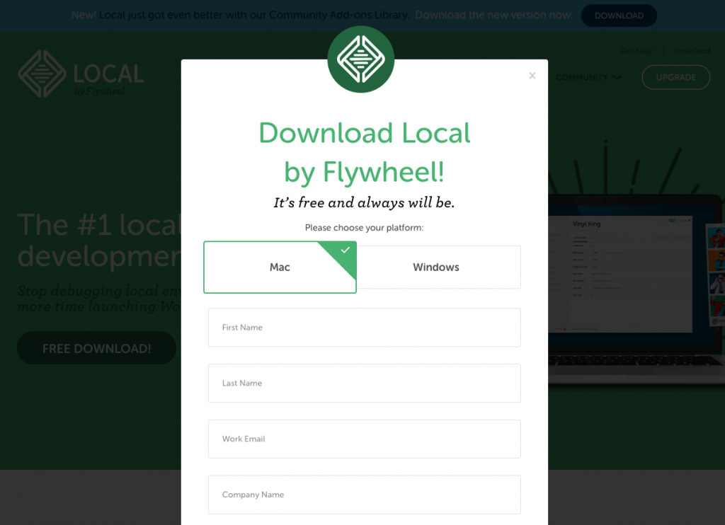 Localのダウンロード入力画面