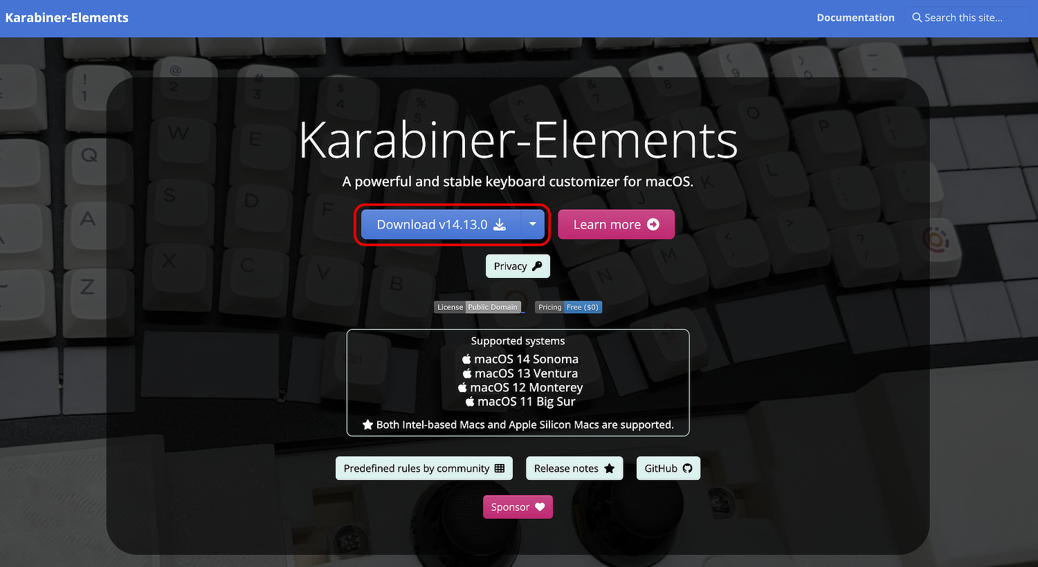 「Karabiner-Elements」ウェブサイト